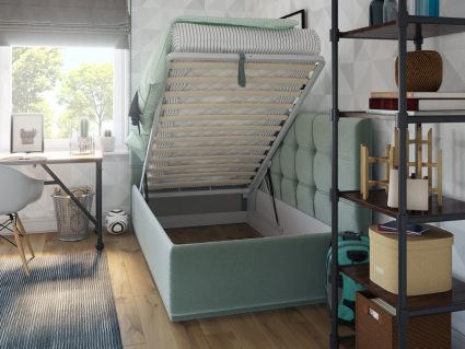 Кровать Nuvola Sabina угловая Velutto 14 (с подъемным механизмом) 180х200