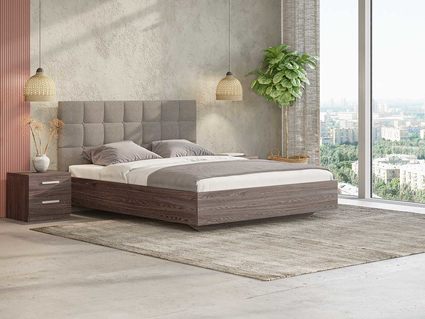 Кровать Сонум Luiza Ясень Анкор + Рогожка Песочная 160х200