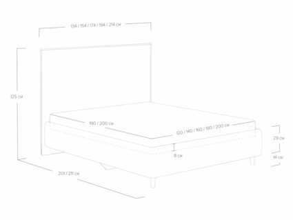 Кровать Сонум Eveline Рогожка Деним (с подъемным механизмом) 140х200